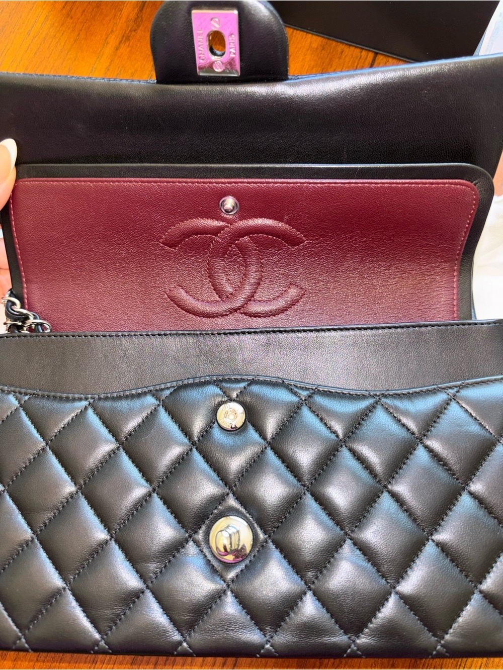 CHANEL Black Quilted Lambskin Classic Double Flap Shoulder Bag - Picture 4 of 4